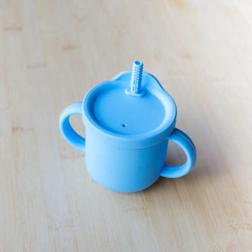 Copo de Silicone com Canudo Infantil Azul