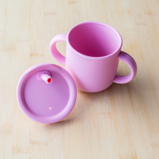 Copo de Silicone com Canudo Infantil Rosa